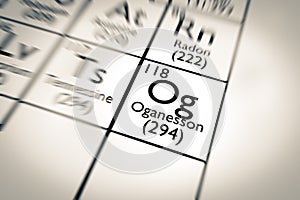 3D illustration of Oganesson chemical element