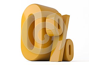 0% 3d illustration. Orange zero percent special Offer on white background