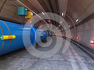 3D-illustration of a particle accelerator and hadron collider