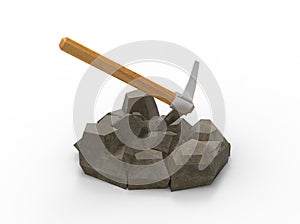 3d illustration of pick on the rocks.
