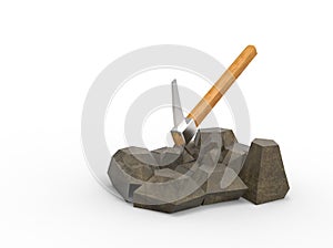 3d illustration of pick on the rocks.