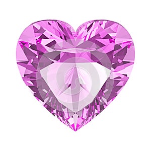 3D illustration pink diamond heart stone