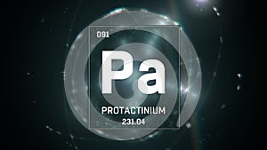 Protactinium as Element 91 of the Periodic Table 3D illustration on green background