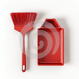 3D illustration of a red brush on a white background.