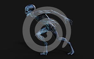 A Red eyes alien pose