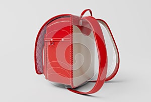 3d illustration red school backpack Isolated on White Background