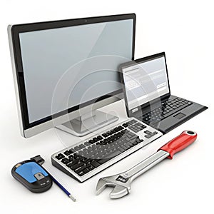 Web maintenance 3D illustration isolated on white background