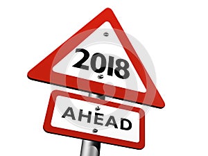 Road Sign Indicating New Year 2018 Ahead