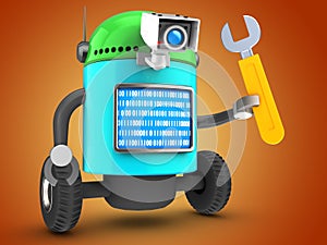 3d robot over orange