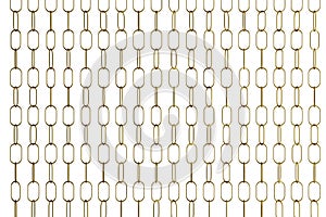 3d illustration of rows of silvery metal chains