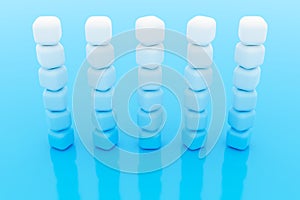3d illustration of rows of white cube