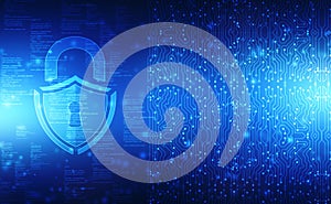 Closed Padlock on digital background, Lock security concepts