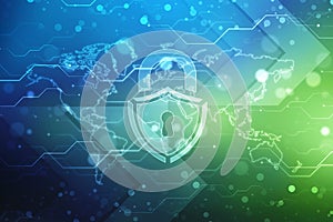 Closed Padlock on digital background, Lock security concepts