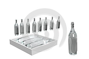 3D Illustration: A set of vine bottles