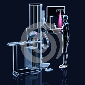 Mammography, breast cancer screening, 3D illustration photo