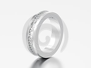 3D illustration silver engagement wedding anniversary band diamond ring