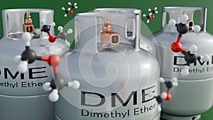 A 3d of silver gas cylinders labeled 
