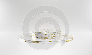 Silver podium background. Display stand. Empty room. copy space