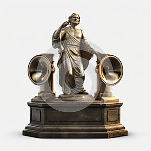 3d Illustration Of Singing Female Statue On Transparent Background photo