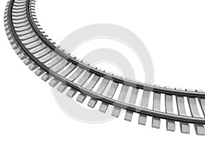 3D Illustration of a Single curved railroad track isolated photo