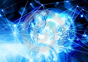 3d illustration of spheres connected by light lines