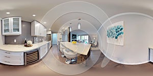 3d illustration spherical 360 degrees, a seamless panorama of kitchen photo