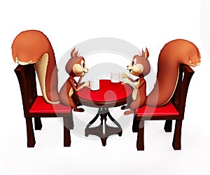 Squirrel drinking coffee