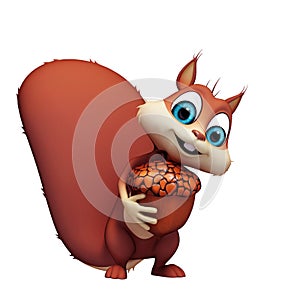 Squirrel holding nuts and seeds