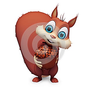 Squirrel holding nuts on white background