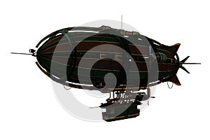 3D illustration of a Steampunk styled airship