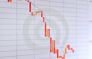 3D Illustration of a Stock Exchange Graph, Bear Market, Melt Down