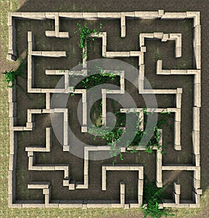 3D Illustration Stone Maze Puzzle