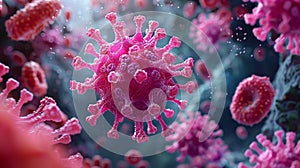 3D Illustration of Streptococcal Bacteria Infection Close-Up photo