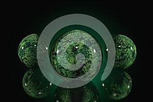 3d illustration of stylized planets on a black background