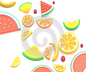 Summer fruits 3D isometric illustration photo