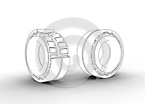 3D illustration of tapered roller bearing photo