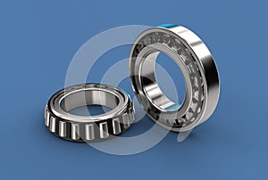 3D illustration of tapered roller bearings