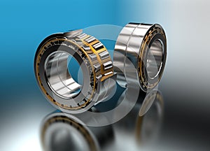 3D illustration of tapered roller bearings photo