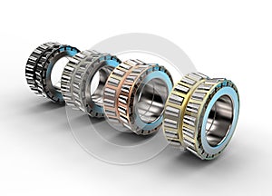 3D illustration of tapered roller bearings