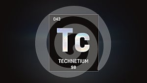 Technetium as Element 43 of the Periodic Table 3D illustration on grey background photo