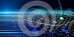 3D illustration  technology background. Artificial intelligence.  Algorithms deep learning. Virtual reality. Data science learning