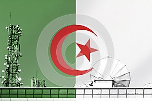 3D illustration Telecommunications in countries with the flag of Argelia photo