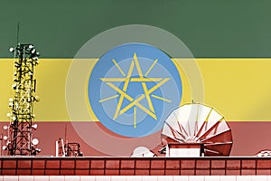 3D illustration Telecommunications in countries with the flag of Ethiopia photo