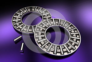 3d illustration of thrust needle bearings