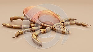 3D illustration of a tick parasite
