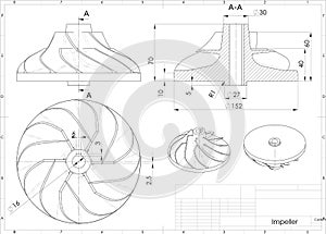 3D illustration of turbo impeller