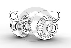 3D illustration of turbo pumps