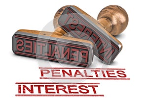 Unpaid income tax concept. Penalties and interest, Internal Revenue Service photo