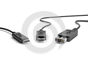 3D Illustration USB Cable Plugs