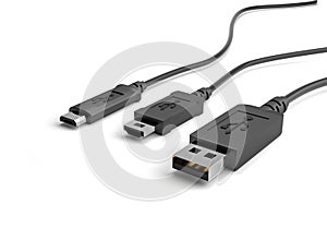 3D Illustration USB Cable Plugs